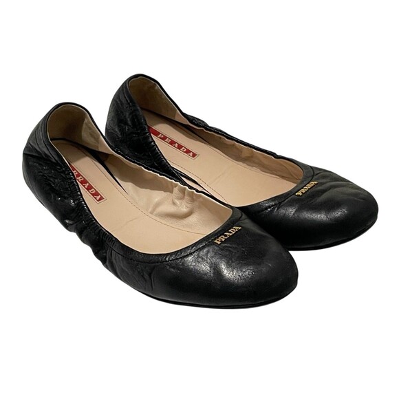 Prada Black Ballet Flats Size Women’s 38.5 / US 8 High End Comfort - Picture 1 of 8